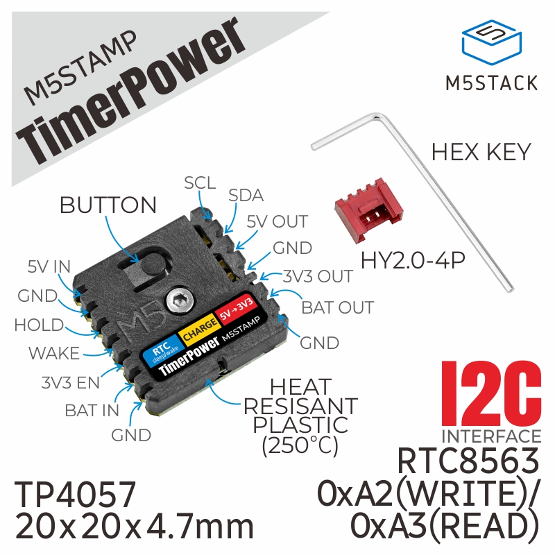M5Stack - M5Stack Official M5Stamp Timer Power (BM8563)